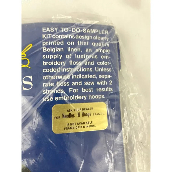 VTG Needles N' Hoops Victorian John Sampler Floss Embroidery Linen Kit #241 NEW - Picture 2 of 6